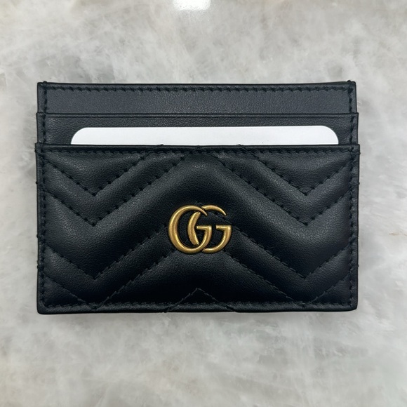 NIB/NWT Gucci Black Marmont Quilted Leather Card Case - Picture 3 of 7